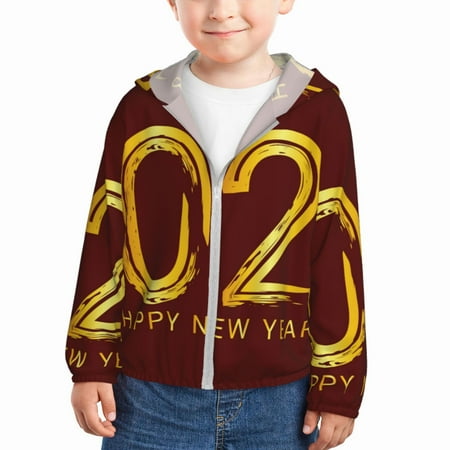 

Lukts 2025 New Year 4 Print Children s Long-Sleeved Sun Protection Clothing Hooded Sweatshirts for Boys and Girls Outdoor Sports-5 Years