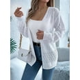 thumbnail image 6 of Womens Summer Crochet Cardigan Long Sleeve Light-Weight Casual Knit Sweaters White XL, 6 of 8