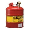 JUSTRITE 7150147 5 gal. Red Steel, Brass Type I Safety Can for Flammables