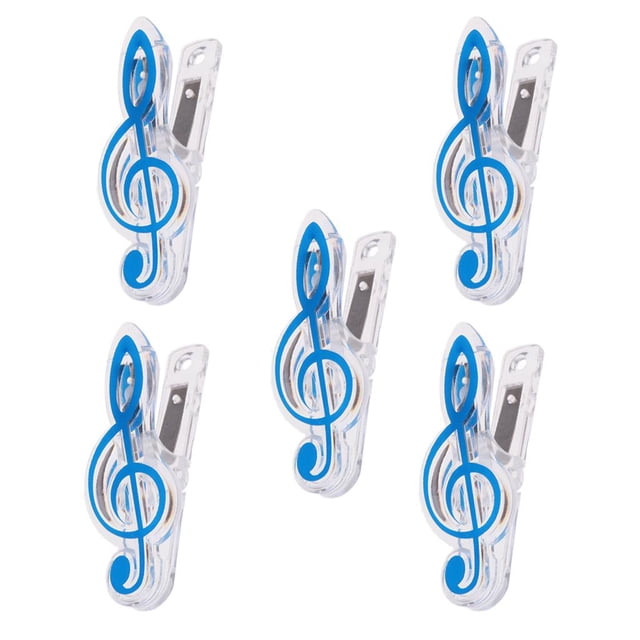 5 paquetes de clips de plástico para música, marcapáginas con forma de clave para el aula. Azul