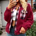 thumbnail image 2 of IROINNID Women's Shearling Jacket Long Sleeve Solid Color Turndown Lapel Outwear, Casual Patchwork Lapel Cardigan Jacket, 2 of 5