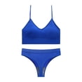 thumbnail image 4 of VBTAPA Womens Workout Sets Spaghetti Straps Sports Bra with High Waisted Panties 2 Piece Bikini Lingerie Set Gym Yoga Active Wear Matching Sets Blue L, 4 of 7