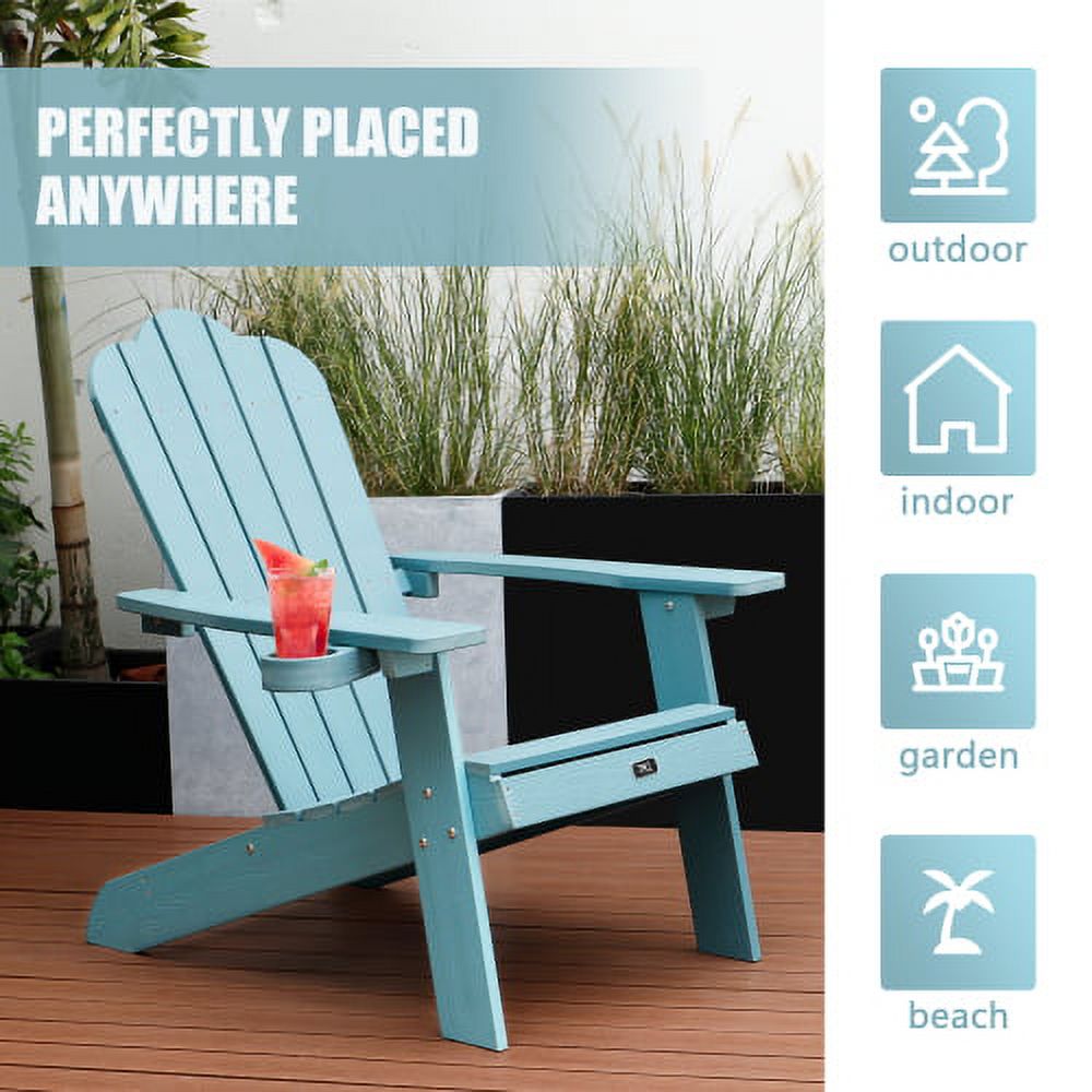 Outdoor Patio Wooden Classic Adirondack Chair Lounge Chair - Blue - image 5 of 6