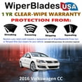 thumbnail image 2 of 2016 Volkswagen CC Beam Wiper Blades Wipers w/1yr Warranty (Set of 2) (WiperBladesUSA), 2 of 5