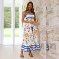 thumbnail image 2 of IBTOM CASTLE Women's Summer Casual Dress Spaghetti Long Maxi Sundress Elegant Empire Waist Beach Trendy Weeding Guest Dress M White Flower Print, 2 of 8