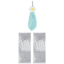Unique Bargains 3 Pcs Hand Towelroom Grey/Green 14" x 30"/6" x 15"