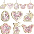 thumbnail image 4 of CoreLiving 6 Count Blank Wood Cutouts Easter Ornaments for DIY Painting Crafts, Unfinished Wooden Egg Rabbit Butterfly Flower Hen Spring Decorations, 4 of 8
