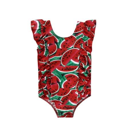 

Sunisery Newborn Baby Girl One-piece Swimsuit Fruit Ruffled Jumpsuit Beachwear Summer Bikini Bathing Suit Red 4-5 Years