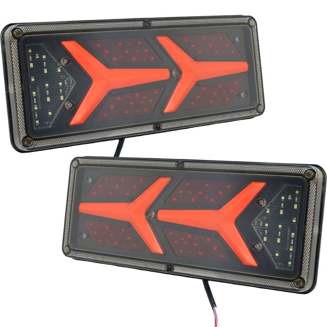2Pcs LED Trailer Lights Rear Tail Lights 24V Dynamic Indicator Stop Light Stop Brake Turn Trailer Light Durable IP67 Waterproof Clear Rear Lamp Reversing Marker Lights for Truck