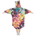 thumbnail image 2 of FORMRS Wearable Blanket Hoodie with Sleeves for Kids Cozy Flannel Sweatshirt, Green Colorful Circles, 2 of 7