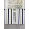 thumbnail image 3 of Kitchen Curtains 54 Inches length, Beige Navy Blue Striped Window Treatment Curtain Drapes, Farmhouse Stripe Art Thermal Insulated Drapes for Basement Hotel RV, 42"x54", 2 Panels, 3 of 7