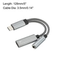 thumbnail image 3 of USB C a 3,5mm Auriculares y 60W PD Rápida Carga Adaptador 2 en 1 Tipo C a Alta-Resolución Auxiliar Micrófono Conector HiFi 24bit 96Khz para Teléfono, Gris, 3 of 4