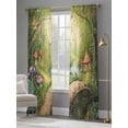 thumbnail image 4 of Sheer Curtains 84 Inches Long 2 Panels, Vintage Mushroom Cottage Forest Rod Pocket Curtain Voile Draperies, Fairy Tale World Light Filtering Window Treatment for Living Room Kitchen Bedroom, 4 of 8