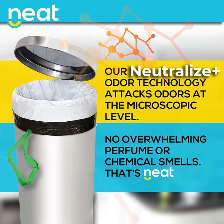 neat 13 Gallon Drawstring Trash Bags - (Mega 200 Count) - Triple Ply Fortified, Eco-Friendly 50% Recycled Material, Neutralize+ Odor Technology, Reversible Black and White Garbage Bags