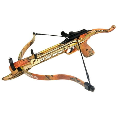 iGlow 80 lb Black / Camouflage Aluminum Self Cocking Hunting Pistol Crossbow Archery Bow +15 Bolts / Arrow +2 Strings 50
