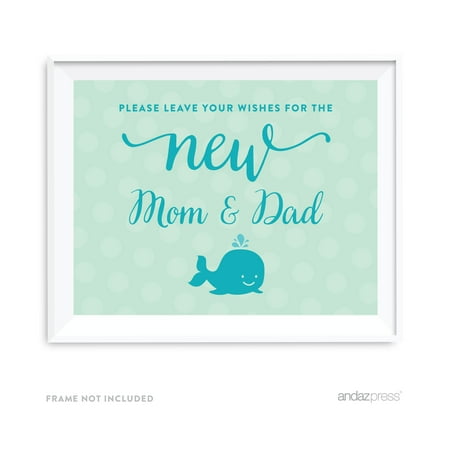 Leave Wishes For New Mom Dad Boy Whale Nautical Baby Shower Party