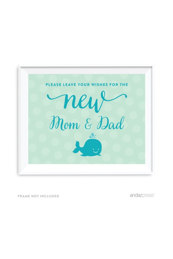 Leave Wishes For New Mom & Dad Boy Whale Nautical Baby Shower Party Signs