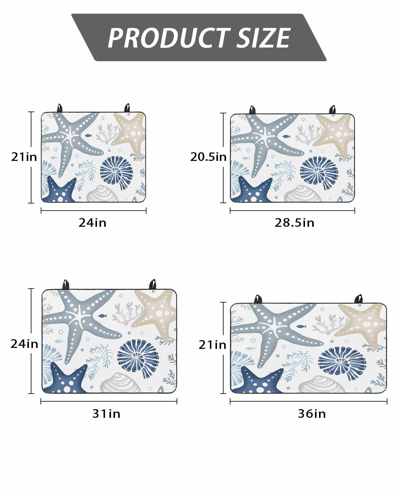 Stove Top Covers for Electric Stove, Blue Starfish Coastal Glass Stovetop Cover Protector, Summer Beach Nautical Coral Sea Induction Cooktop Protector Oven Mat for Kitchen Countertop 24"x21"