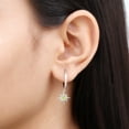 thumbnail image 5 of Rosec Jewels Sunburst Hoop Drop Earrings with Peridot for Women - August Birthstone Earrings, 14K White Gold, 5 of 8