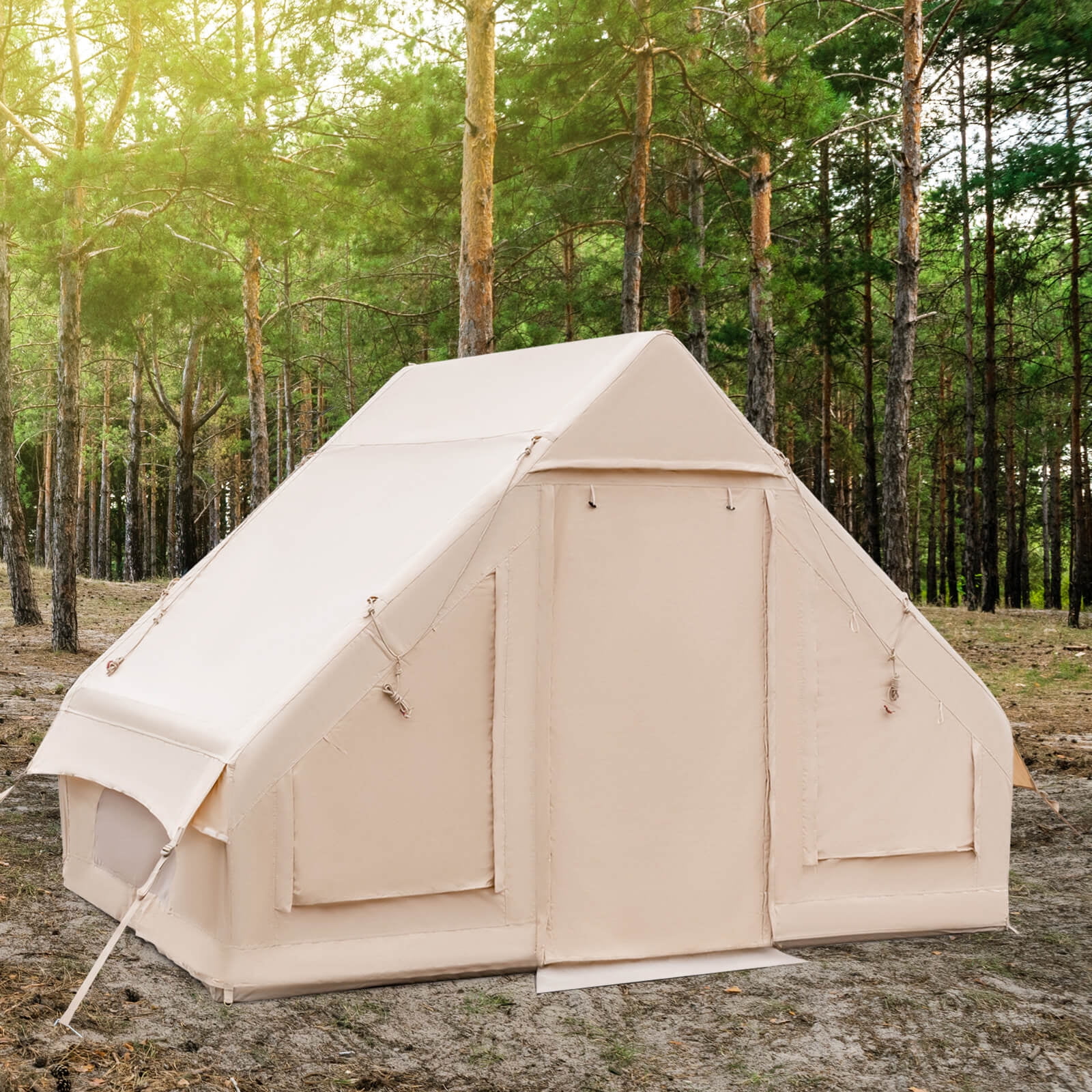 Infans Inflatable Camping Tent 2-6 People Cotton Glamping Tent for Family Camping