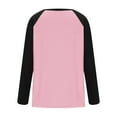 thumbnail image 6 of Womens Tops Women’s Long Sleeve Basic Shirts Ndbuld Womens Crew Neck Long Sleeve Colorblock Shirts Pink S, 6 of 7