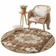 Rustic Round Area Rugs Round Rug 6ft, Brown Boho Low Pile Washable Rugs for Kitchen, Dining ...