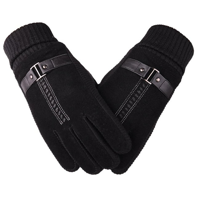 Guantes de pantalla táctil Cola Guantes de invierno impermeables a prueba de viento T Word Negro