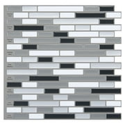 Art3d Peel and Stick Backsplash Tile Kitchen Vinyl Sticker, 12" x 12" Gray White Design (10-Pack)