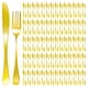 thumbnail image 1 of Juego de 100 cubiertos de acero inoxidable dorado, juego de cubiertos a granel para 50, 50 tenedores de cena y 50 cuchillos de cena, juego de cubiert, 1 of 6