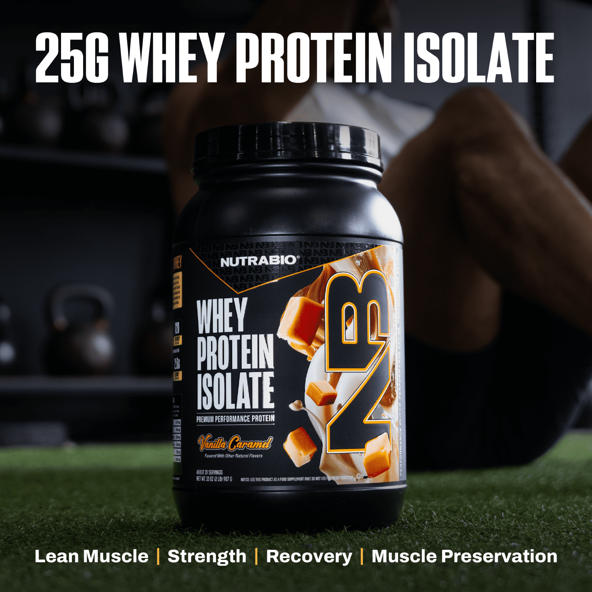 NutraBio Whey Protein Powder Isolate Supplement – 25g of Protein Per Scoop with Complete Amino Acid Profile - Soy and Gluten Free Protein Powder - Zero Fillers and Non-GMO - Vanilla Caramel- 2 Lbs.