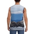 thumbnail image 4 of Lsque Lighthouse On The Waters Print Men's Cotton Blend Sleeveless Muscle Shirts (S-3XL)- Moisture Wicking, Odor Protection, UPF 30+,Small, 4 of 8