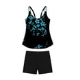 thumbnail image 3 of HOMBOM Tankini Swimsuit for Women Boyshorts Tummy Control Swimwear Floral Modest Two Piece Ladies Bathing Suit,Black,L, 3 of 8