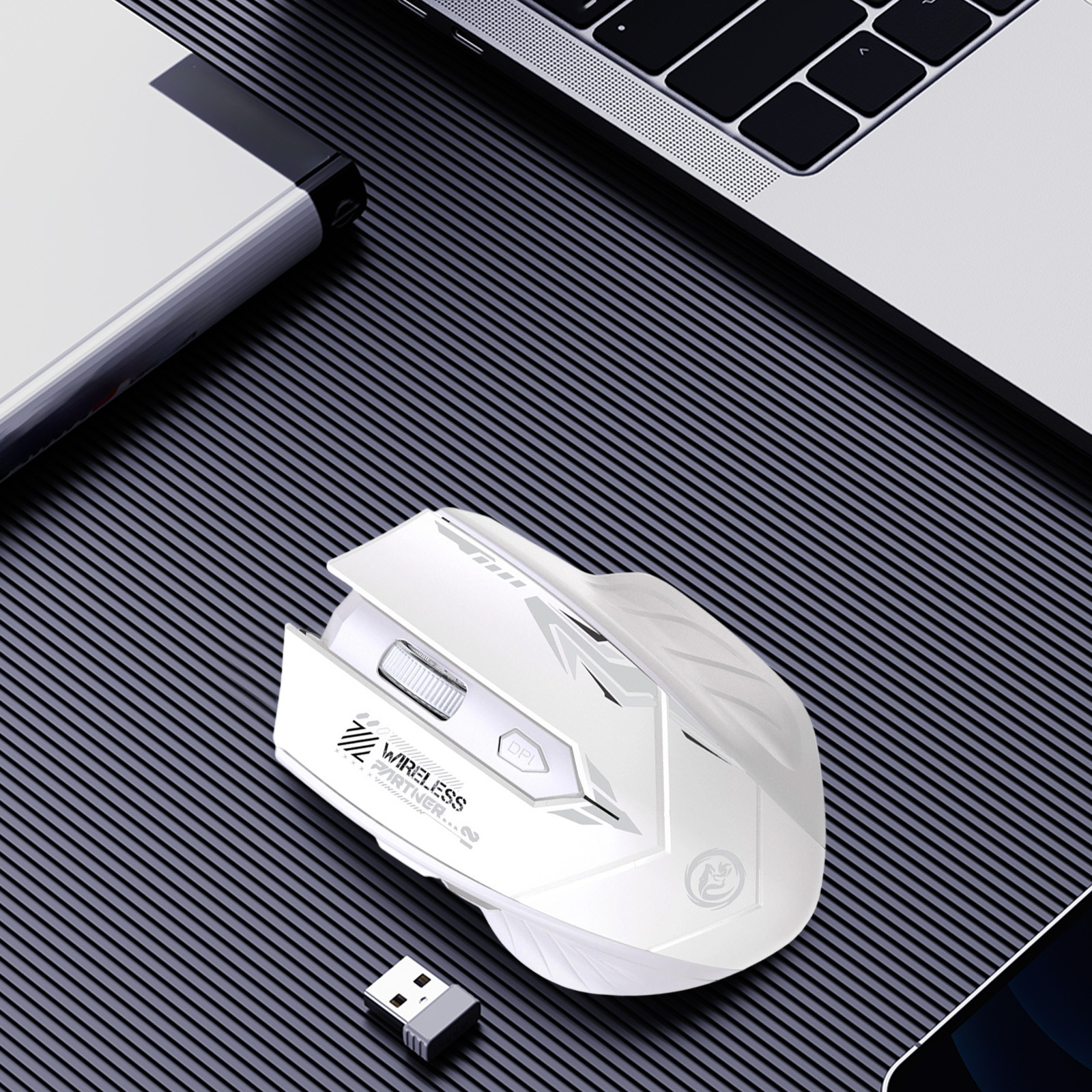 Wireless Gaming Mouse, Rechargeable Silent Wireless Mouse with Adjustable,Double Click Key, Colorful RGB Lights, Computer Mice with Thumb Rest for Gamer