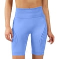 thumbnail image 5 of Women's Seamless High Waisted Yoga Biker Shorts, Butt Lifting Compression Athletic Shorts, Solid Color Workout Shorts for Gym, Running & Casual Wear(Blue,M), 5 of 6