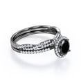 thumbnail image 3 of JeenMata Four-Prong Halo Setting 1.5 Carat Round Brilliant Cut Lab Grown Black Diamond and Moissanite Pave Infinity Bridal Ring Set in 18K Black Gold Plating over Silver, 3 of 7