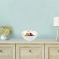 thumbnail image 3 of 10 Hand Crafted White Gold Glass Fruit Or Salad Bowl With Gold Rim, 3 of 3
