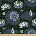 thumbnail image 2 of Ambesonne Blue Floral Fabric by the Yard Microfiber, Lotus Flowers Waterlily, 3 Yards, Dark Grey Lavender, 2 of 2