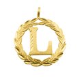 thumbnail image 1 of Precious Stars 14k Yellow Gold Round Wreath Initial Letter 'L' Pendant, 1 of 4