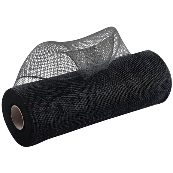 AUQ 1PC Mesh Wide Deco Poly Decorative Mesh Ribbon Wrapping Ribbon for Home Door Wreath Decoration DIY Crafts Making,Black/10 Inches x 10 Yards