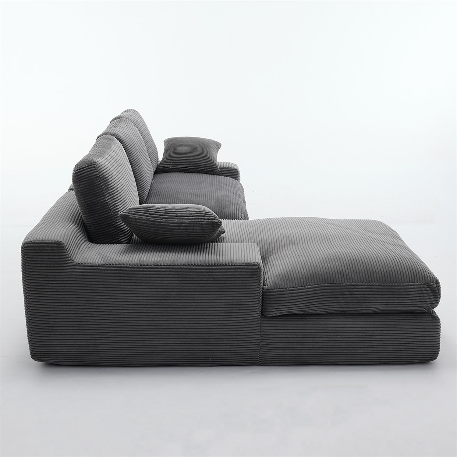 Demi Bonn 99"x69" L-Shape Modular Sectional Sofa Set, Modern Minimalist Upholstered Sleeper Couch for Bedroom & Living Room, No Installation, Gray