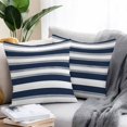 thumbnail image 3 of Outdoor Pillow Cover Blue Grey Stripes Set of 2 Waterproof Throw Pillowcases Striped Decorative Patio Furniture Pillows for Couch Garden Indoor & Outdoor Use, 3 of 9