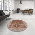 thumbnail image 3 of Ahgly Company Indoor Round Mid-Century Modern Chestnut Red Oriental Area Rugs, 7' Round, 3 of 6