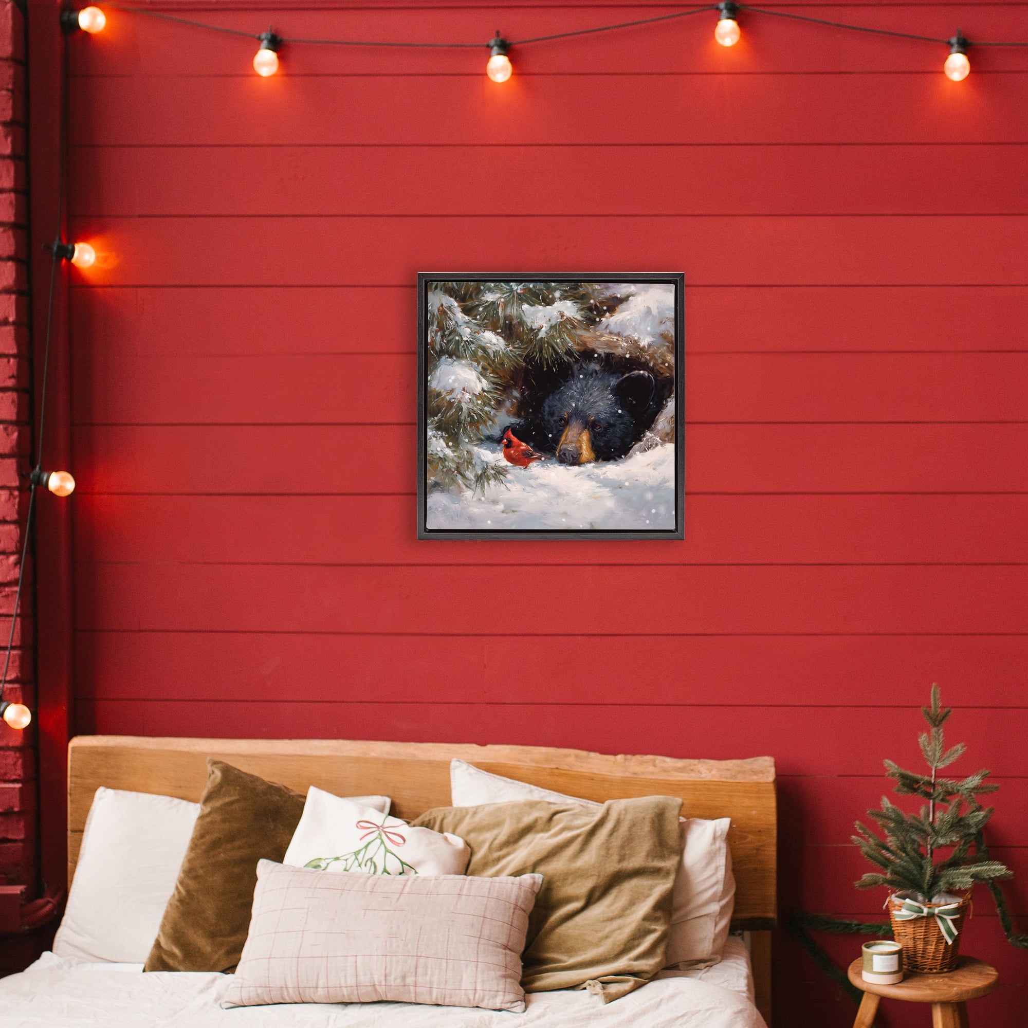 Stupell Industries Warm Watch From The Den Black Framed Floater Canvas Wall Art, design by Tina LeCour