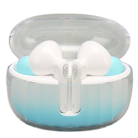 M Buder Language Translator Earbuds, Bluetooth 5.3 Wireless Translation Headphones Supporting 144 Online Languages, Intelligent Noise Reduction Audio Device with Portable Charging Case, Blue White