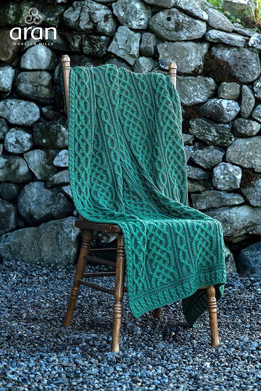 Merino Wool Cable Knit Soft Blanket Celtic Aran Throw 100 Merino 40"x