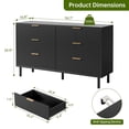 thumbnail image 2 of EastVita Black Wave Fluted 6 Drawer Dresser Wide Wood Double Dresser with Metal Legs and Handles Modern Chest of Drawers with AntiTipping Design for Bedroom Living Room Hallway, 2 of 6