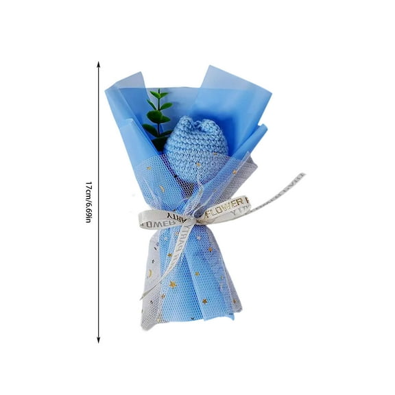 Mini Crochet Flower Bouquet, Handmade Knitted Yarn Bouquet, Finished Small Flower Bouquet for Mother's Day, Birthday, Valentine's Day Gift, 17cm