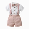 thumbnail image 2 of 4-5 Years Toddler Kids Boys Gentleman Outfit Suits Infant Boys Short Pants Set Short Sleeve Shirt with Suspender Strap Shorts 18 24 Months 2T 3T 4T 5T 6T Kids Gentleman Outfits,Blue, 2 of 4