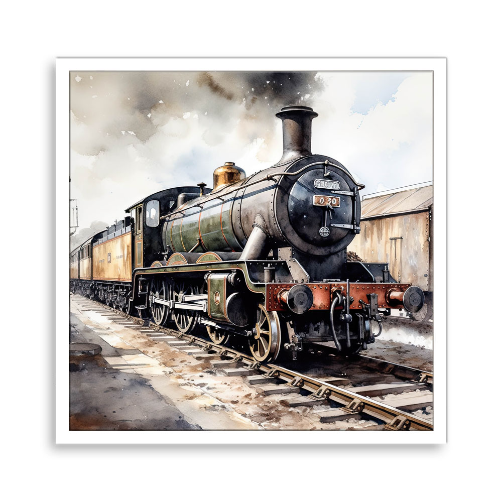 Vintage Train -12x12" Framed HD Wall Picture
