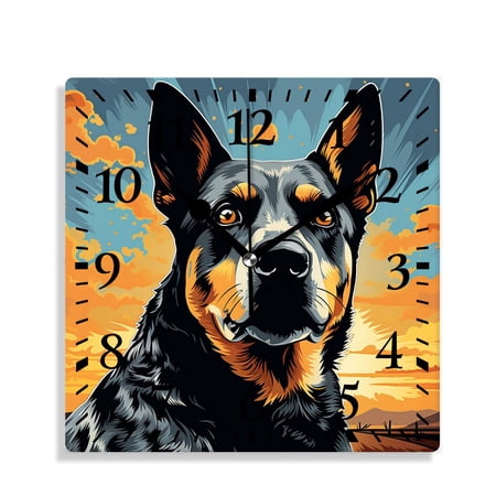 12 Inch Wall Clock Battery Operated Silent Clock Decorative for Office, Kitchen, Outdoor, Living Room，Australian Cattle Dog Multicolor